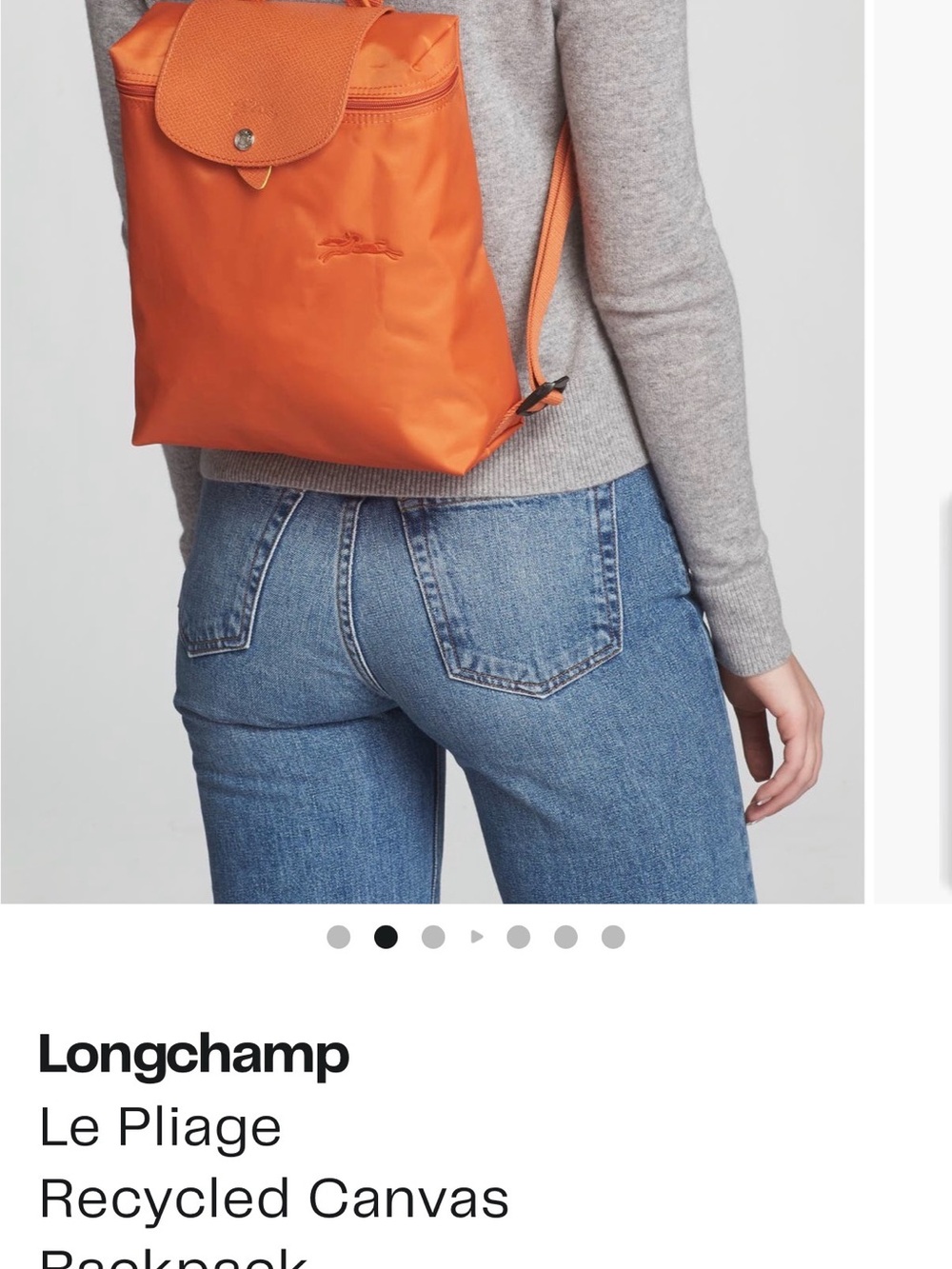 Longchamp Orange Le Pliage Recycled Canvas Backpack
